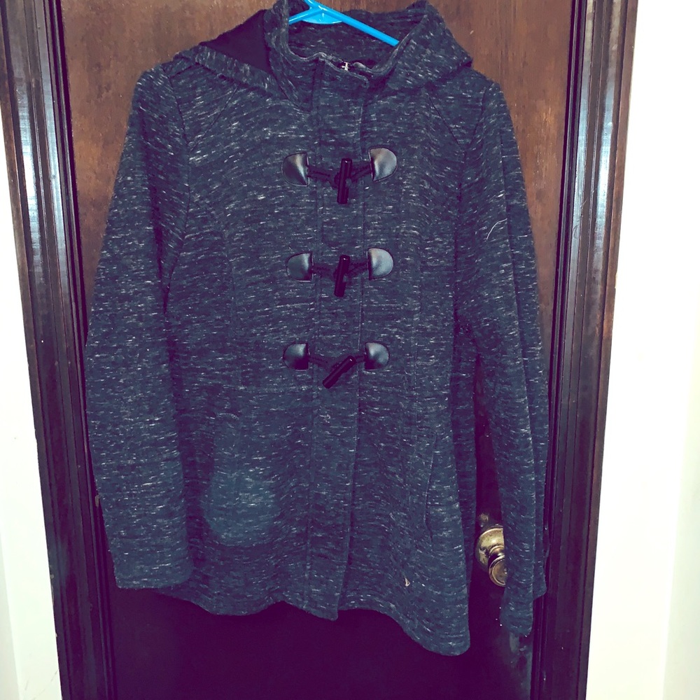 Peacoat sweat shirt with hoodie